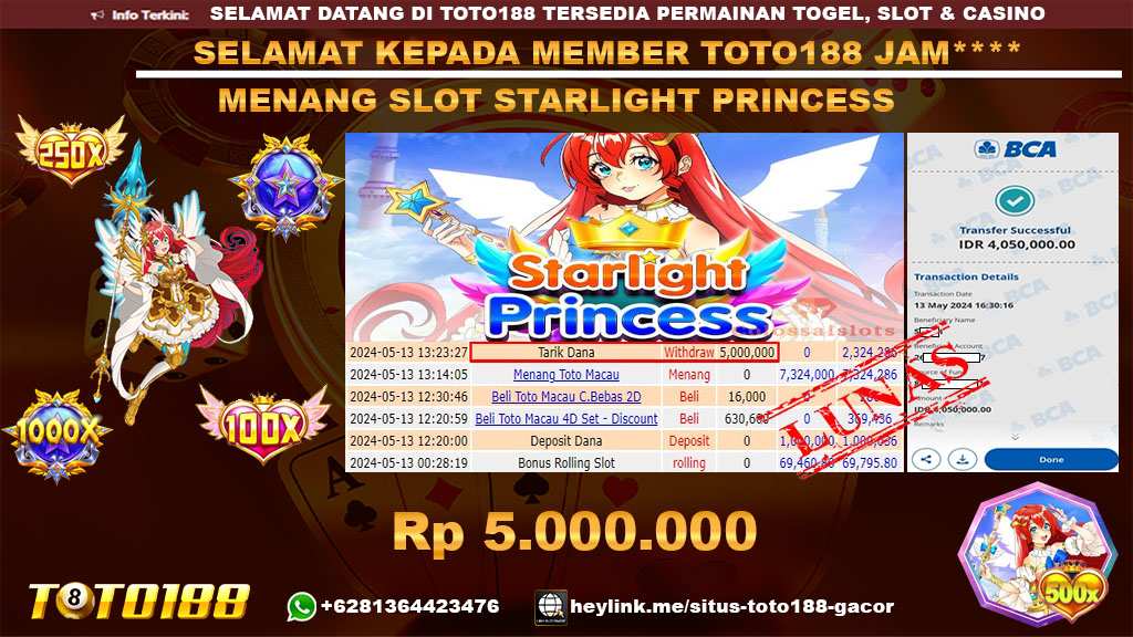 Bukti Jp Kemenangan Starlight Princess 13 mei 2024