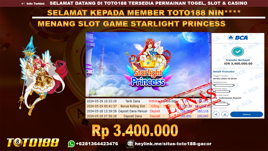 Bukti jp kemenangan slot starlight princess 28 mei 2024