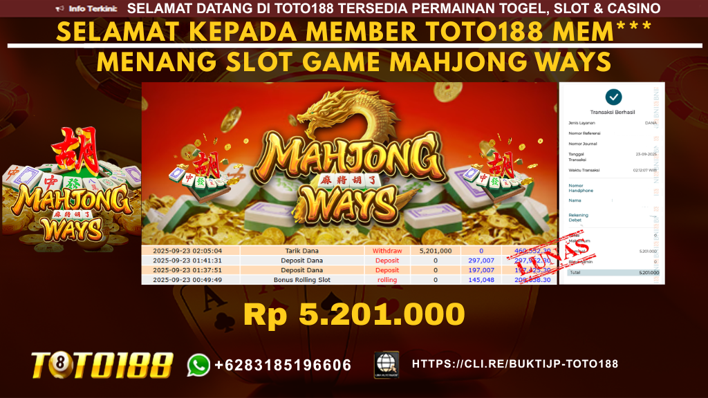 Bukti JP Kemenangan SLOT GAME MAHJONG WAYS 23 SEPT 25