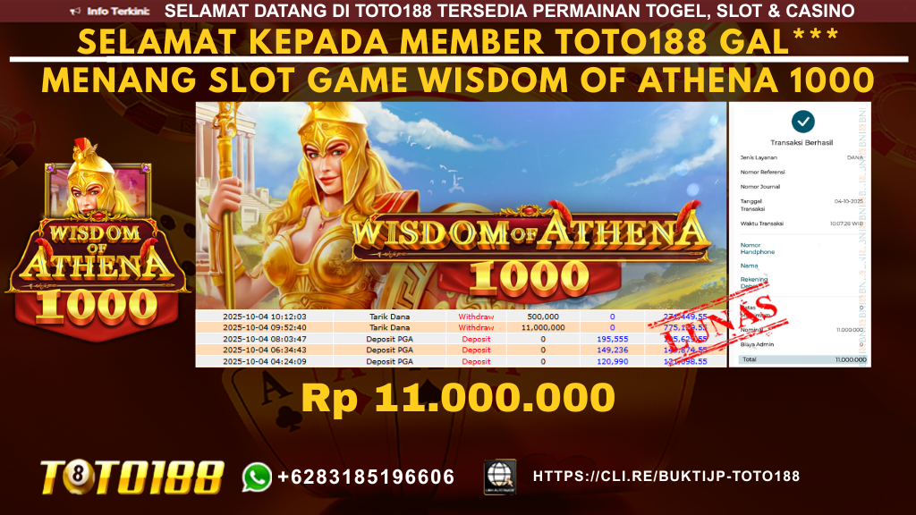 Bukti JP Kemenangan SLOT GAME WISDOM OF ATHENA 1000 04 OKT 25