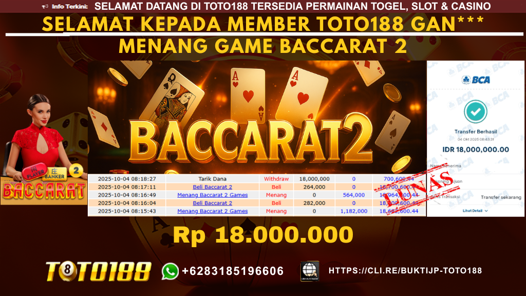 Bukti JP Kemenangan GAME BACCARAT 2 04 OKT 25