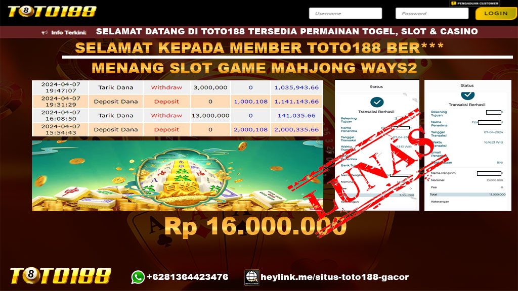 Bukti Jp Kemenangan Mahjong Ways2 07 April 2024