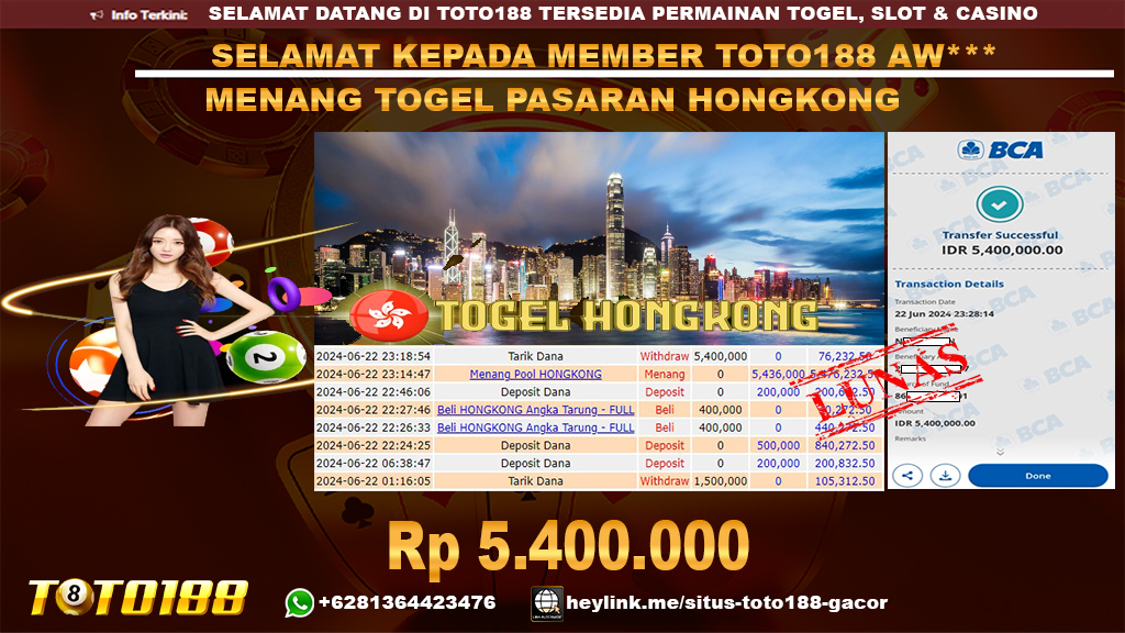 Bukti jp kemenangan togel pasaran hongkong 22 juni 2024