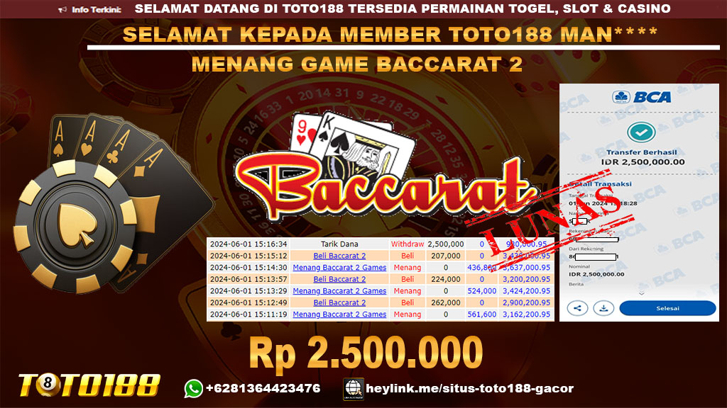 Bukti jp kemenangan game baccarat2 1 juni 2024