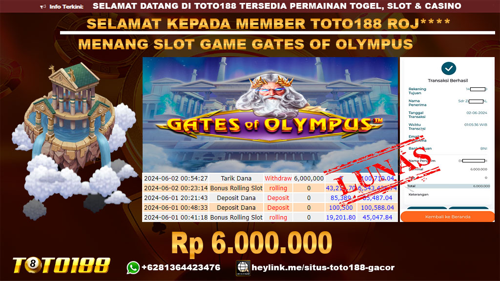 Bukti jp kemenangan slot game gates of olympus 02 juni 2024